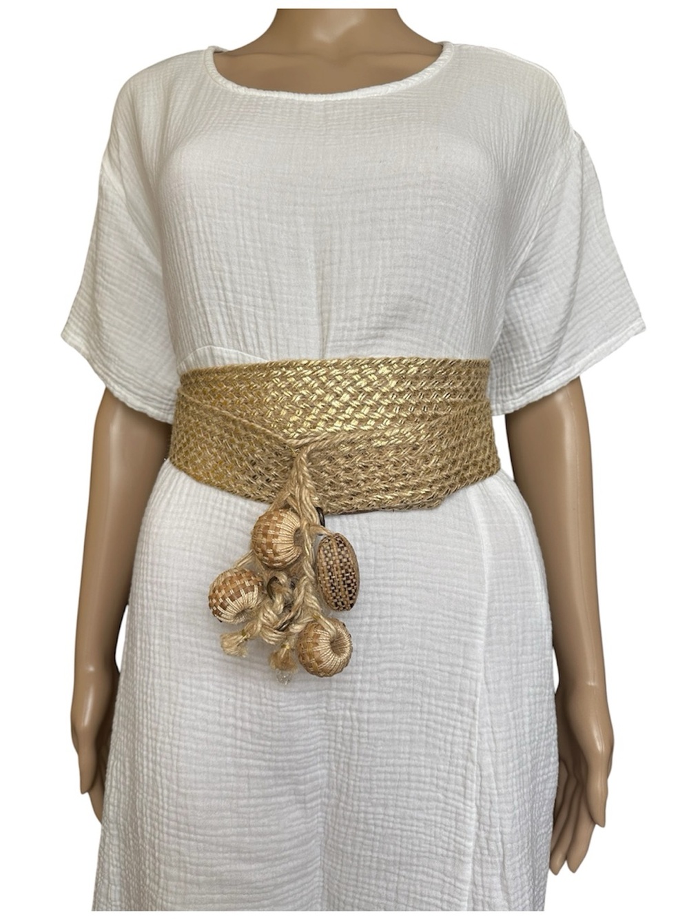 Ports 1961 Moonstones & beads jute woven belt